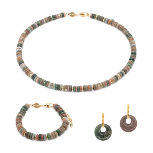 Sloya - Parure Blima en pierres Agate Indienne - Bijoux Mode