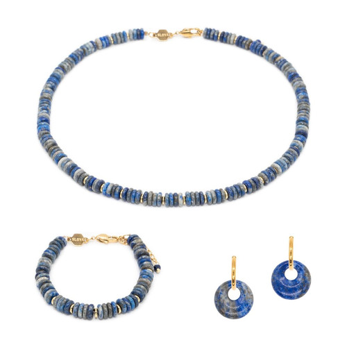 Sloya - Parure Blima en pierres Lapis-lazuli - Bijoux Acier