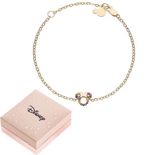 Bracelet Fille Disney -  Minnie en or 375 orné de Cristaux scintillants