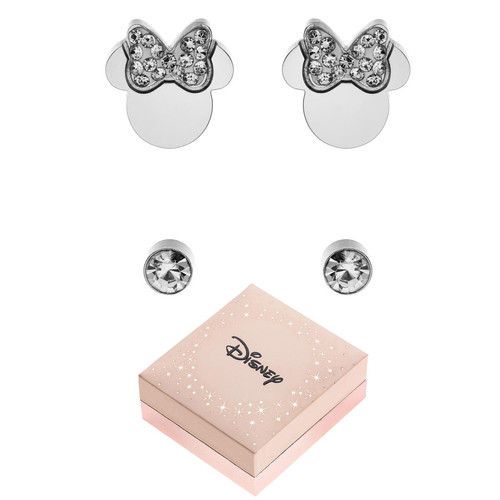 Lot de 2 paires de boucles d'oreilles Disney - Minnie ornées de Cristaux scintillants