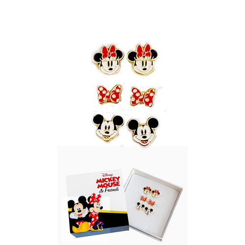 Disney - Lot de 3 paires de boucles d'oreilles Fille Disney - Bague Acier