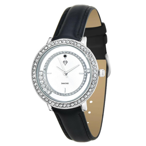 So Charm Montres - Montre femme MF486-DIAMANT - Bracelet Cuir Noir - So charm montres