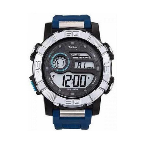 Montre Tekday 655961 - Digitale Multifonctions Silicone Bleu Homme