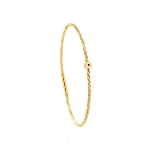 Bracelet acier doré motif hexagone avec diamant noir 1 mm