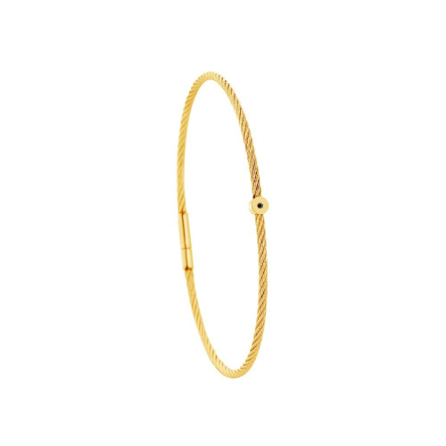 Bracelet acier doré motif rond avec diamant noir 1 mm