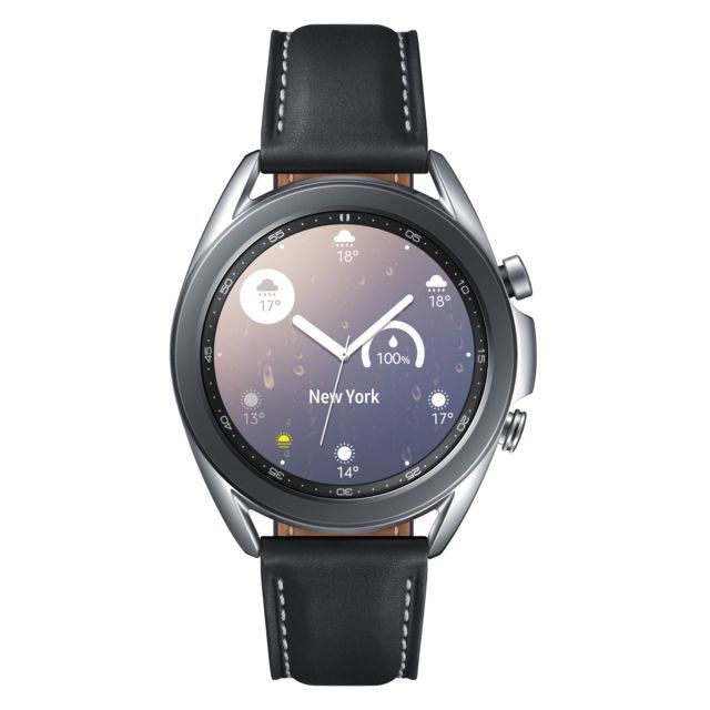 Samsung - Galaxy Watch 3 - 41 mm - SM-R850NZSAEUB - Argent - Bracelet Noir - Montres Homme