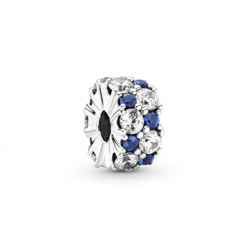 Pandora - Charm Clip Scintillant Incolore & Bleu Pandora Timeless - Bijoux Classiques