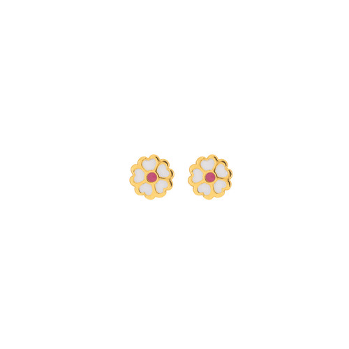 Stella - Boucles d'oreilles Fleurs Laquées Or 750/1000 jaune  (18K) - Boucles d oreille enfant