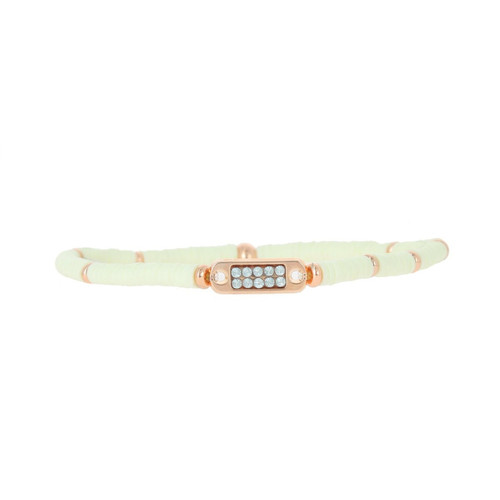 Bracelet Les Interchangeables A58630   - Mini Plaque 2 Rangs Perle Gomme Crème Femme