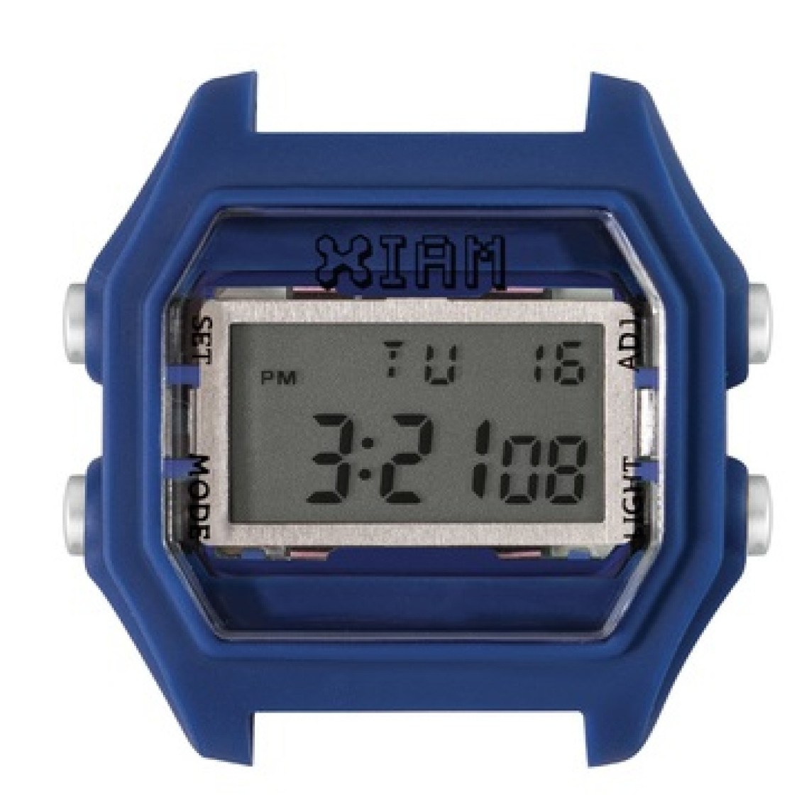 montre i am the watch iam-012 - boîtier bleu aspect gomme boutons argent / ecart corne 18 mm