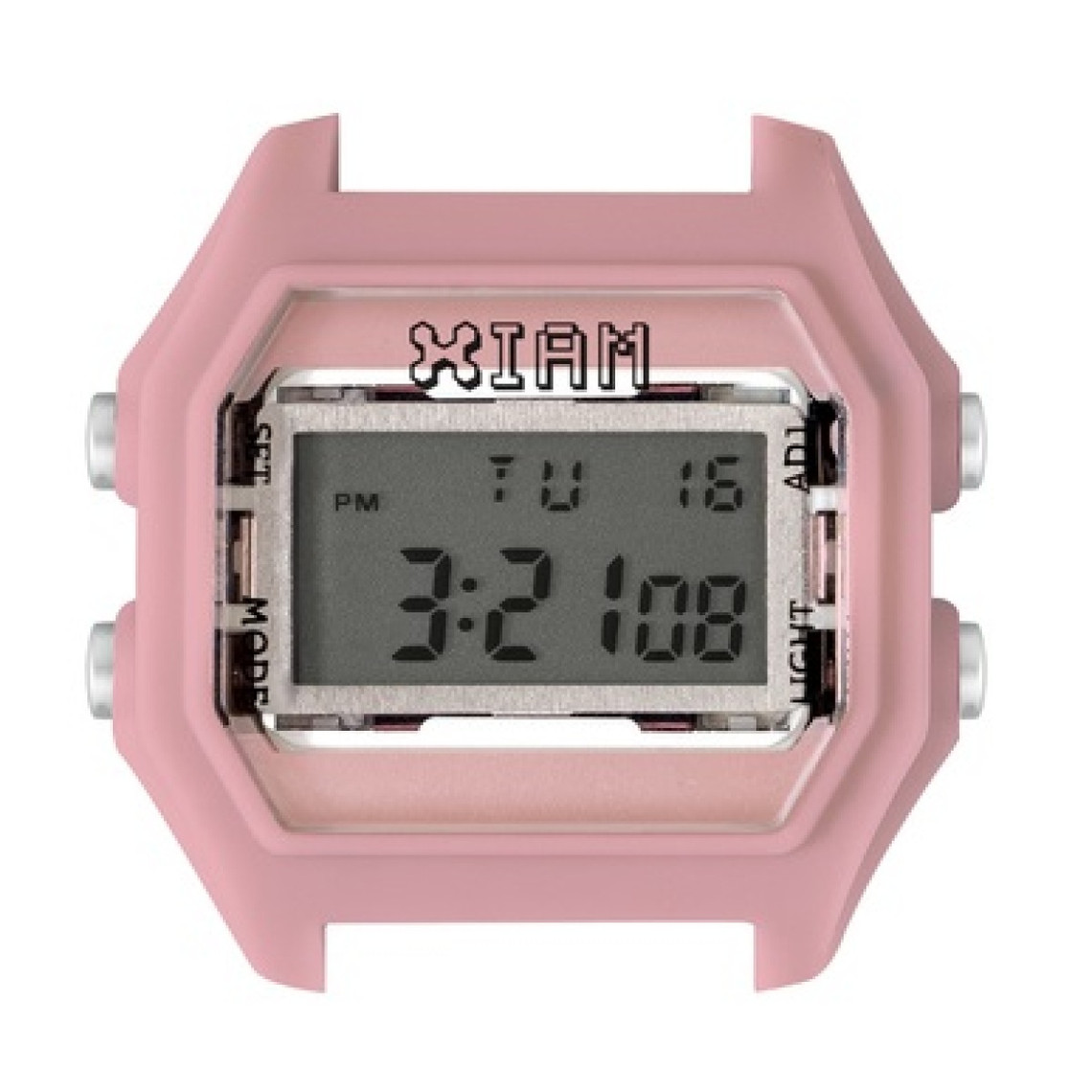 montre i am the watch iam-013 - boîtier rose clair aspect gomme boutons argent / ecart corne 18 mm