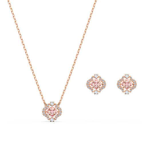 SET Swarovski 5516488 - Set collier et boucles d'oreilles métal rose pierres sertis blanc Femme