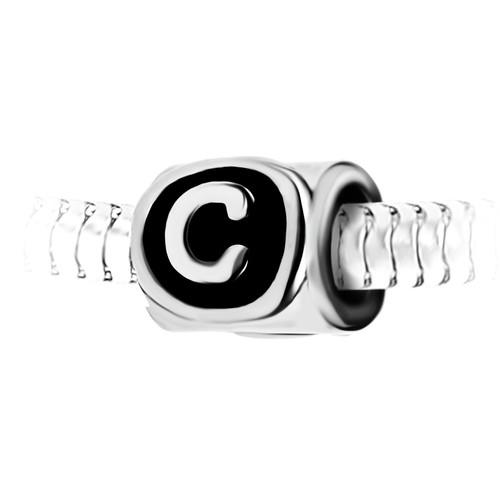 Charm perle lettre C en acier par SC Crystal BEA0269-C