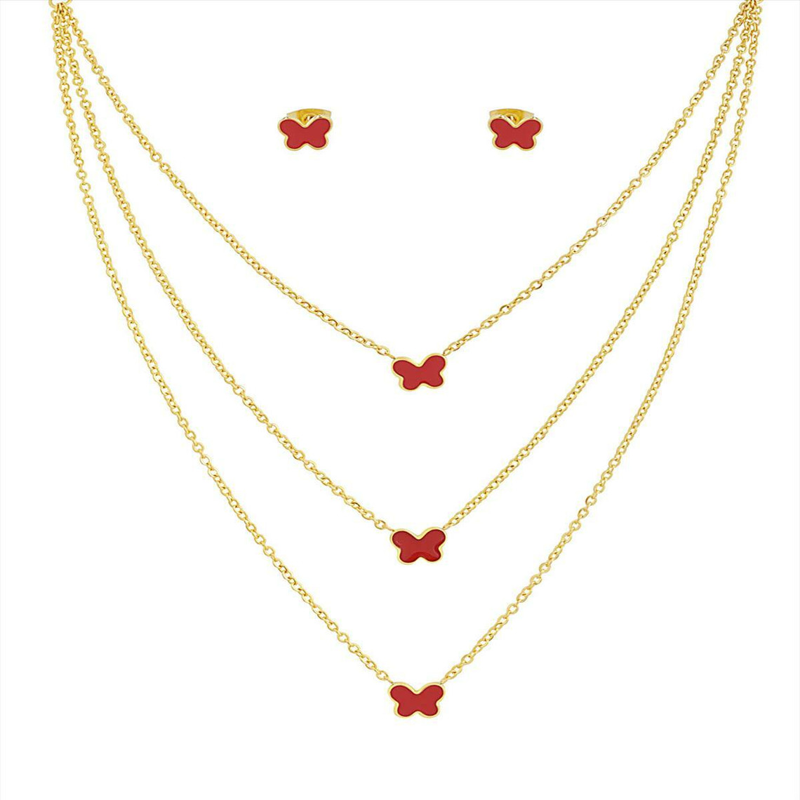 collier et pendentif femme edforce 226-0046-s - acier doré
