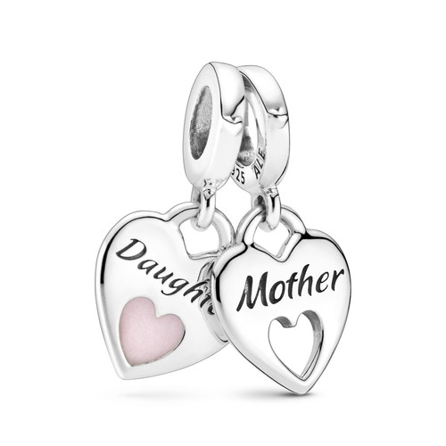 Pandora - Charm Double Pendant Cœur Séparable Mère & Fille - Bijoux en Argent