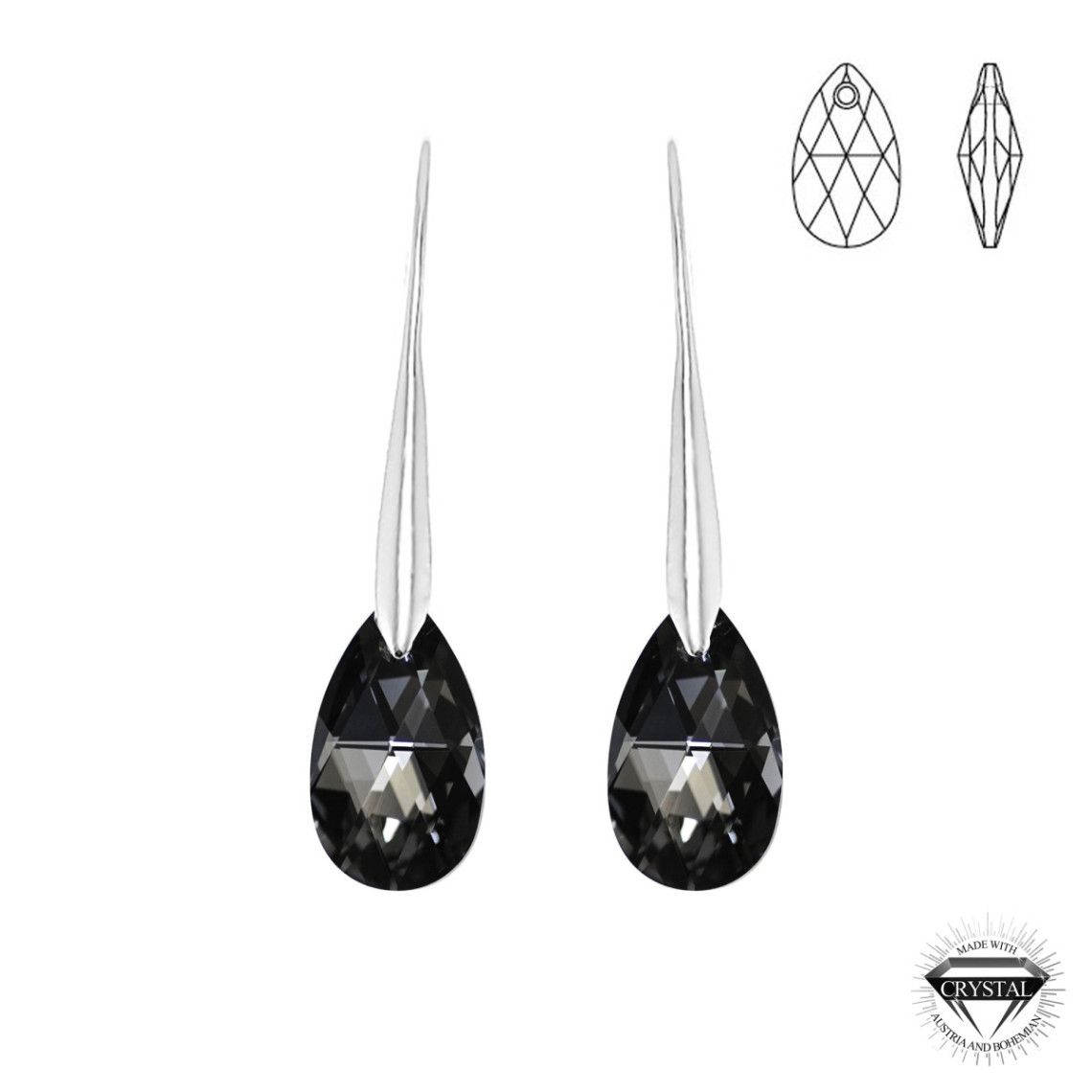 boucles d'oreilles argentée socharm ornées de cristaux swarovski