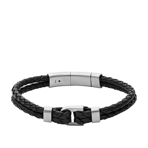 Fossil Bijoux - Bracelet Homme JF04202040 en cuir noir - Bijoux Noirs