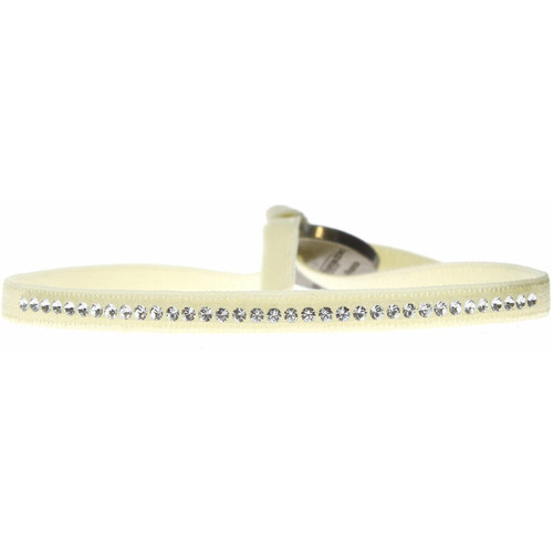 Bracelet Les Interchangeables A17640 - Bracelet Tissu Beige Cristaux de haute qualité Femme