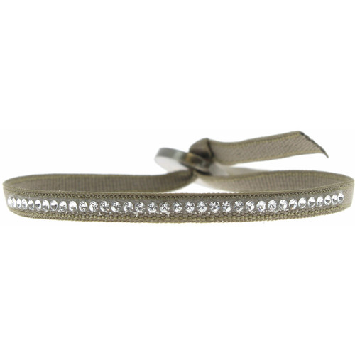 Bracelet Les Interchangeables A17648 - Bracelet Tissu Vert Cristaux de haute qualité Femme