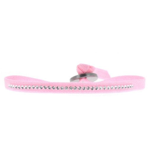 Bracelet Les Interchangeables A17654 - Bracelet Tissu Rose Cristaux de haute qualité Femme