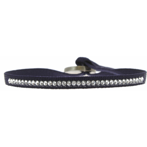 Bracelet Les Interchangeables A17656 - Bracelet Tissu Bleu Cristaux de haute qualité Femme