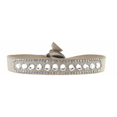 Bracelet Les Interchangeables A19138 - Bracelet Tissu Beige Cristaux de haute qualité Femme