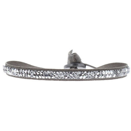 Bracelet Les Interchangeables A24930 - Bracelet Tissu Marron Cristaux de haute qualité Femme