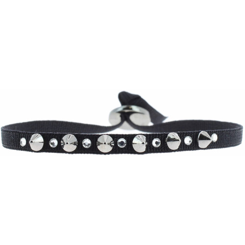 Bracelet Les Interchangeables A29279 - Bracelet Tissu Noir Cristaux de haute qualité Femme