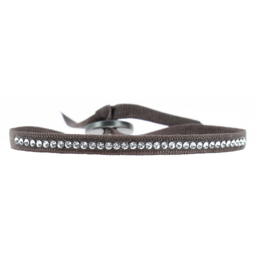 Bracelet Les Interchangeables A30483 - Bracelet Tissu Marron Cristaux de haute qualité Femme