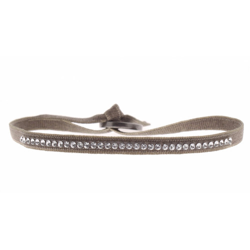 Bracelet Les Interchangeables A31426 - Bracelet Tissu Marron Cristaux de haute qualité Femme
