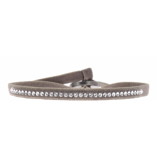 Bracelet Les Interchangeables A31586 - Bracelet Tissu Marron Cristaux de haute qualité Femme
