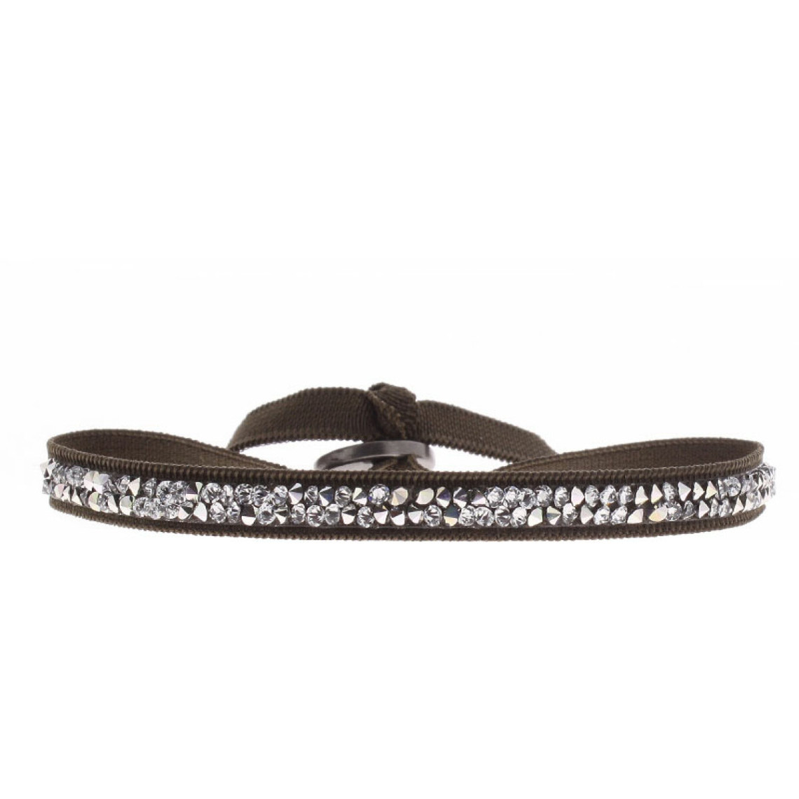 Bracelet Les Interchangeables A31667 - Bracelet Tissu Marron Cristaux de haute qualité Femme