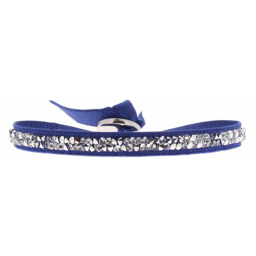 Bracelet Les Interchangeables A31842 - Bracelet Tissu Bleu Cristaux de haute qualité Femme