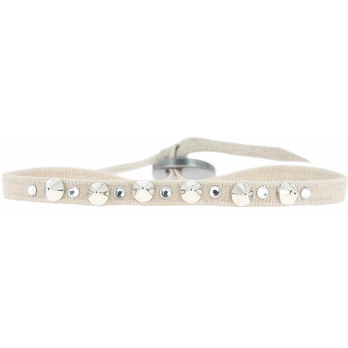 Bracelet Les Interchangeables A32525 - Bracelet Tissu Beige Cristaux de haute qualité Femme