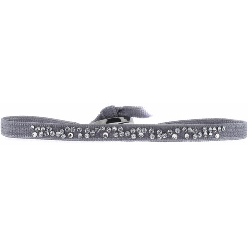 Bracelet Les Interchangeables A34660 - Bracelet Tissu Gris Cristaux de haute qualité Femme