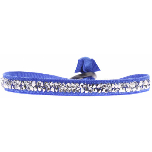 Bracelet Les Interchangeables A35066 - Bracelet Tissu Bleu Cristaux de haute qualité Femme