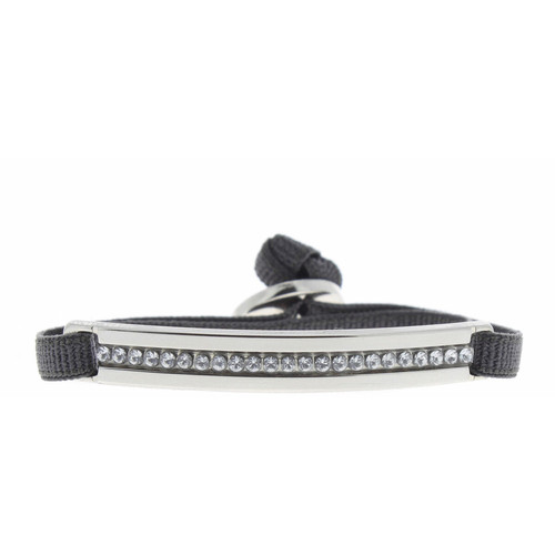 Bracelet Les Interchangeables A35316 - Bracelet Tissu Gris Cristaux de haute qualité Femme