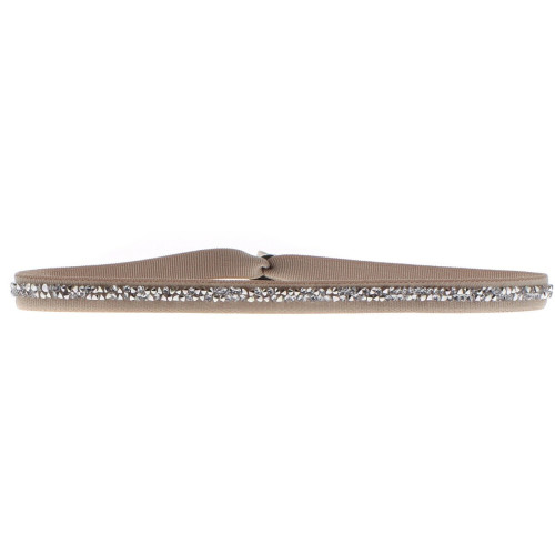 Bracelet Les Interchangeables A35893 - Bracelet Tissu Beige Cristaux de haute qualité Femme