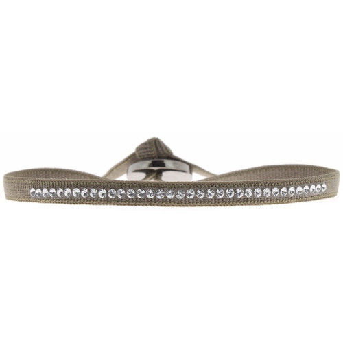 Bracelet Les Interchangeables A36394 - Bracelet Tissu Marron Cristaux de haute qualité Femme