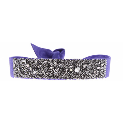Bracelet Les Interchangeables A36457 - Bracelet Tissu Bleu Cristaux de haute qualité Femme