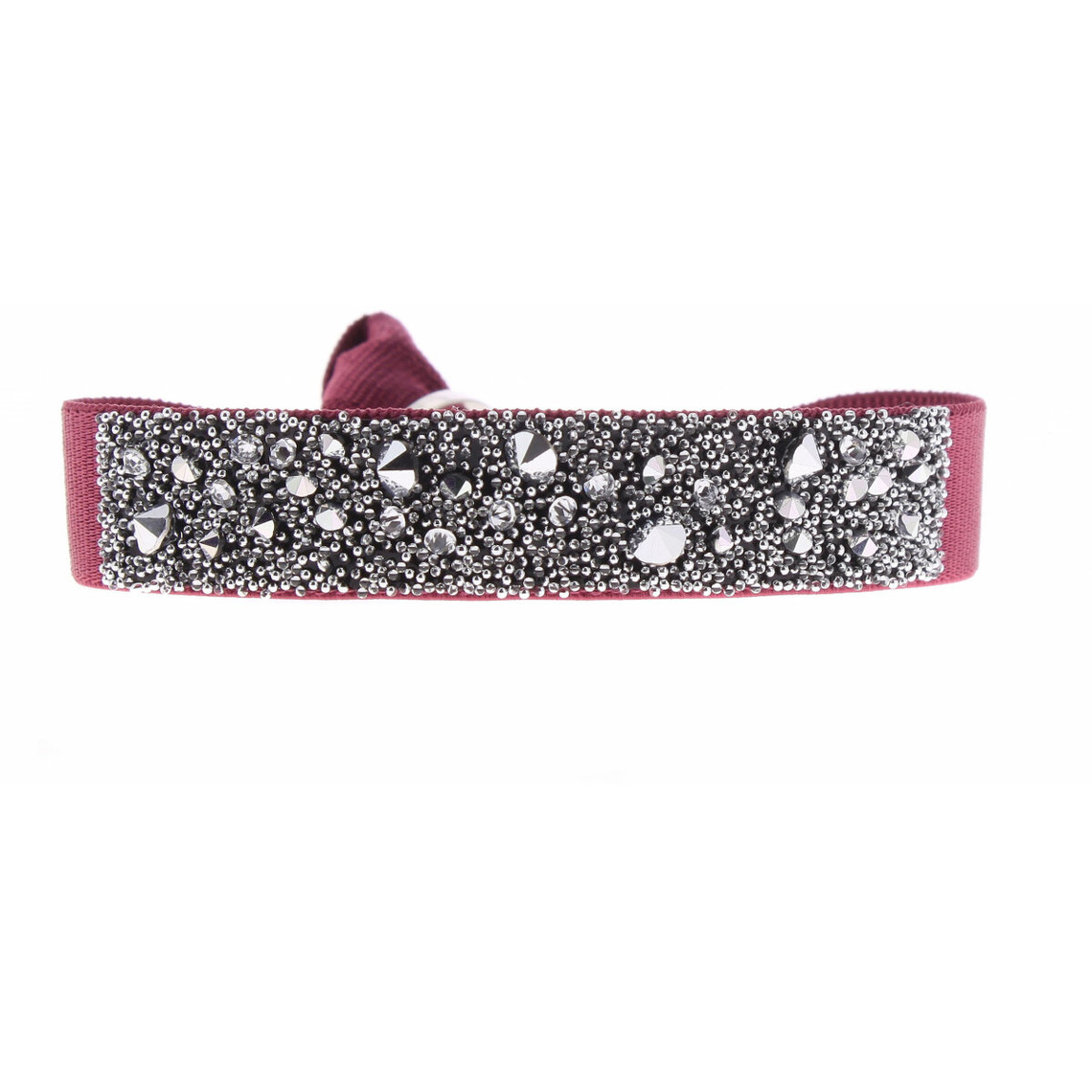 Bracelet Les Interchangeables A36476 - Bracelet Tissu Rouge Cristaux de haute qualité Femme