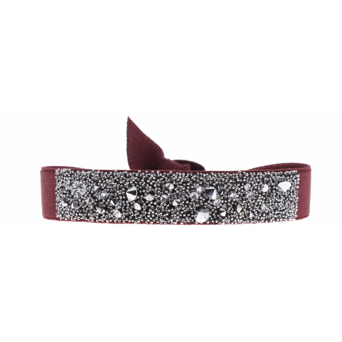 Bracelet Les Interchangeables A36479 - Bracelet Tissu Rouge Cristaux de haute qualité Femme