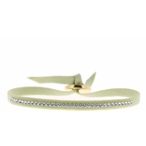 Bracelet Les Interchangeables A36783 - Bracelet Tissu Beige Cristaux de haute qualité Femme