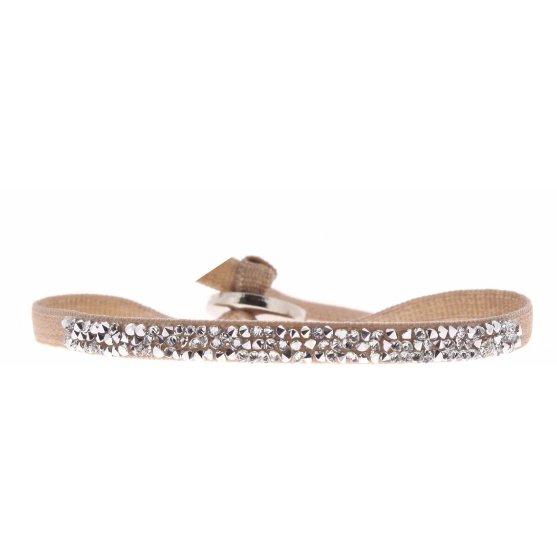 Bracelet Les Interchangeables A37057 - Bracelet Tissu Beige Cristaux de haute qualité Femme