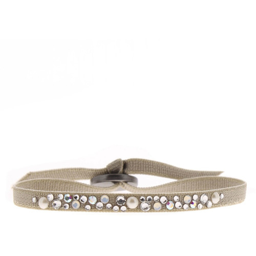 Bracelet Les Interchangeables A37677 - Bracelet Tissu Marron Cristaux de haute qualité Femme