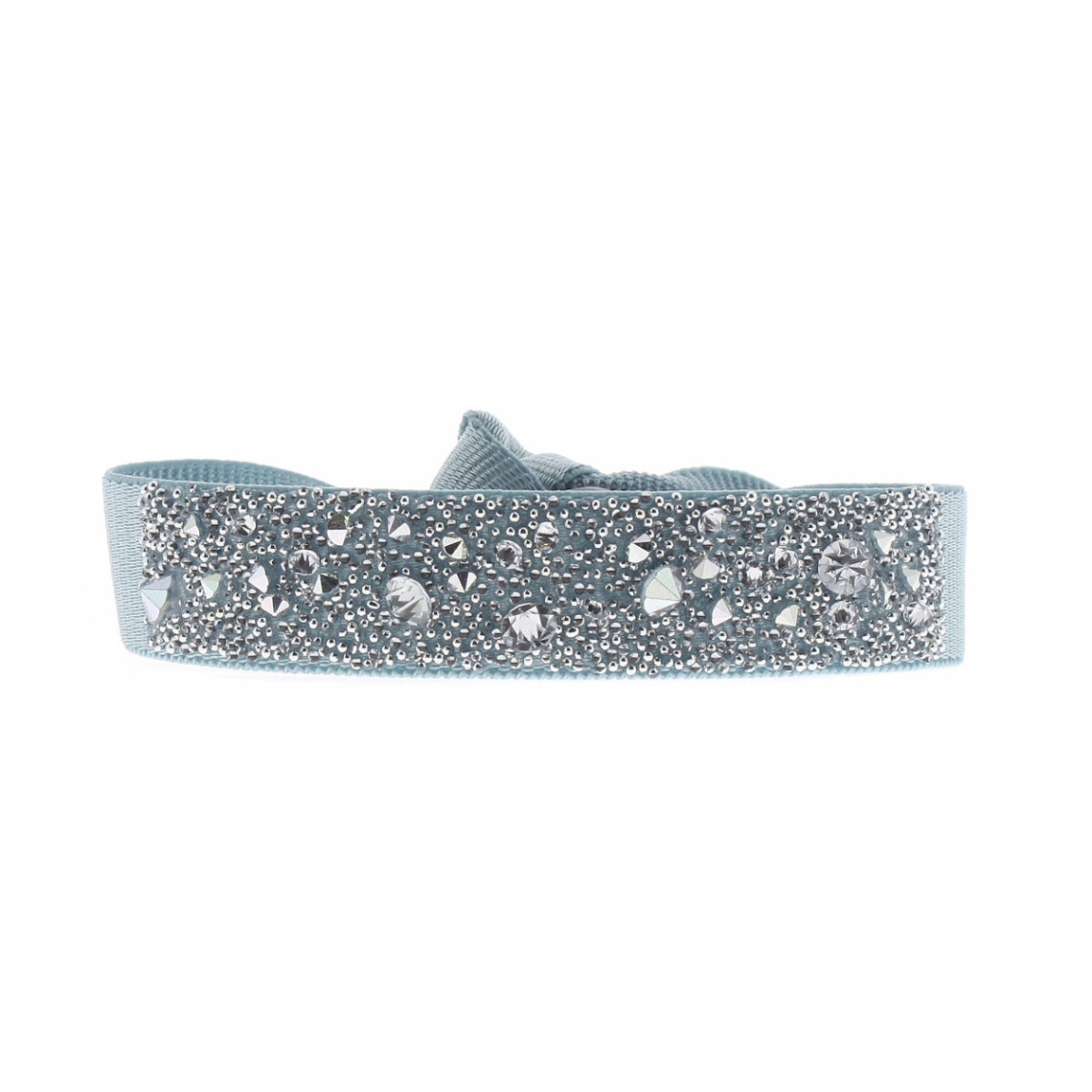 Bracelet Les Interchangeables A38156 - Bracelet Tissu Bleu Cristaux de haute qualité Femme