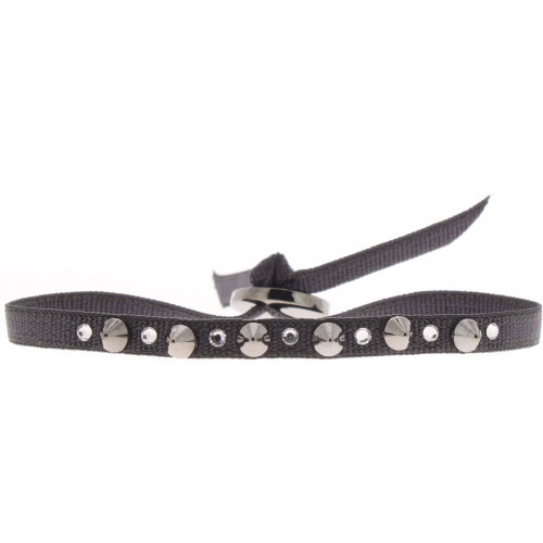 Bracelet Les Interchangeables A38169 - Bracelet Tissu Gris Cristaux de haute qualité Femme