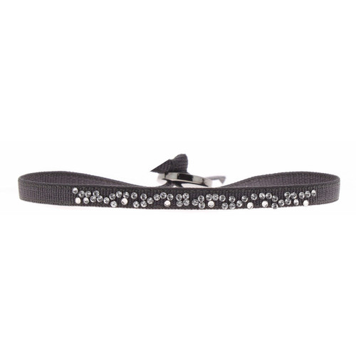 Bracelet Les Interchangeables A38412 - Bracelet Tissu Gris Cristaux de haute qualité Femme