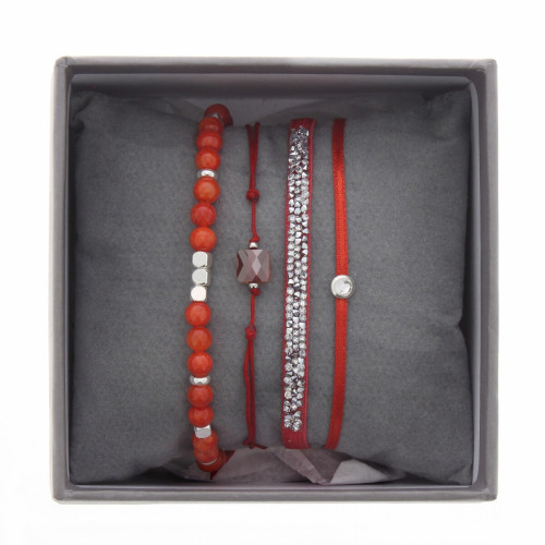 Bracelet Les Interchangeables A38647 - Bracelet Tissu Orange Cristaux de haute qualité Femme