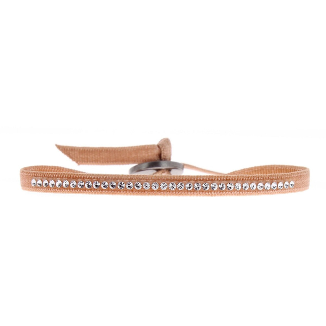 Bracelet Les Interchangeables A39577 - Bracelet Tissu Beige Cristaux de haute qualité Femme